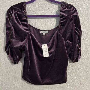 NWT- And now this- cropped purple velour top size  1X